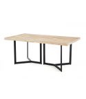 Mesa de comedor fija negra con patas metálicas y tablero de Roble Nordish con forma irregular Artico 180