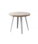 Mesa de comedor Redonda extensible blanca con patas metálicas y tablero de Roble Nordish Modelo Berg 100