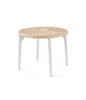 Mesa de comedor Redonda extensible blanca con patas metálicas y tablero de Roble Nordish Modelo Moon