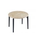 Mesa de comedor Redonda extensible negra con patas metálicas y tablero de Roble Nordish Modelo Moon