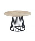 Mesa de comedor Redonda extensible negra con patas metálicas y tablero de Roble Nordish Modelo Brad 120