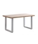 Mesa de comedor extensible blanca con patas metálicas y tablero de Roble Nordish Modelo Roma 140x80