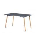 Mesa de comedor fija con patas de madera y tablero DM Gris mate Modelo Nordika 140x80