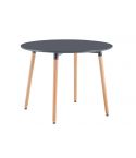 Mesa de comedor redonda fija con patas de madera y tablero DM Gris Modelo Nordika 100