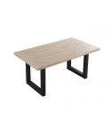 Mesa de comedor fija negra con patas metálicas y tablero de Roble American Modelo Loft