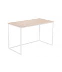 Mesa de estudio fija blanca con patas metálicas y tablero color Roble Nordish Modelo Mia 120x60