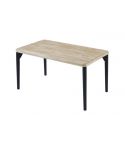 Mesa de comedor fija negra con patas metálicas y tablero de Roble Nordish Modelo Moon 140x80