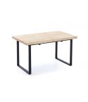 Mesa de comedor extensible negra con patas metálicas y tablero de Roble Modelo Natural