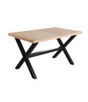 Mesa de comedor extensible negra con patas metálicas y tablero de Roble Nordish Modelo X-Loft 140x90