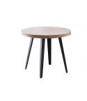 Mesa de comedor Redonda fija negra con patas metálicas y tablero de Roble Honey Modelo Berg 100