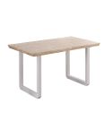 Mesa de comedor fija blanca con patas metálicas y tablero de Roble Nordish Modelo Roma 150x90