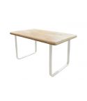 Mesa de comedor fija blanca con patas metálicas y tablero de Roble Nordish Modelo Smooth 140x80