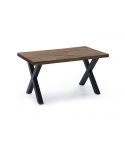 Mesa de comedor fija negra con patas metálicas y tablero de Roble American Modelo X-Loft 160