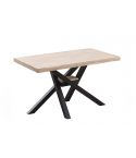 Mesa de comedor fija negra con patas metálicas y tablero de Roble Nordish Xena 140