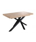 Mesa de comedor extensible negra con patas metálicas y tablero de Roble Nordish Modelo Xena 140x90