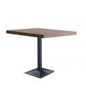Mesa Multiusos Cuadrada fija negra con peana metálica y tablero de Roble American Moss 80x60