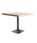 Mesa Multiusos Cuadrada fija negra con peana metálica y tablero de Roble Nordish Moss 80x80