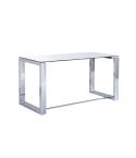 Mesa de despacho fija en cristal templado con patas cromadas Modelo Office 140x70