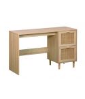 Mesa de estudio fija con cajones en pino y rattán Modelo Decor 120x48