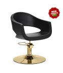 Sillón corte de peluquería linea curva con base redonda dorada Modelo Auric R