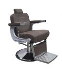 Sillón Barbero Vintage hidráulico reclinable y giratorio con reposabrazos Modelo Glory Marrón