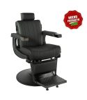 Sillón Barbero hidráulico reclinable y giratorio con reposabrazos Modelo Lever Negro