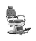 Sillón Clásico de Barbero hidráulico estilo Retro Vintage con reposapies integrado Modelo Trim White color Gris
