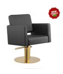 Sillón Corte de Peluquería con base redonda dorada Modelo Drim Gold