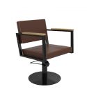 Sillón hidráulico de corte Vintage con base redonda negra y reposabrazos Modelo Ocean BR-BR