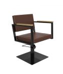 Sillón hidráulico de corte Vintage con base cuadrada negra y reposabrazos Modelo Ocean BR-BS