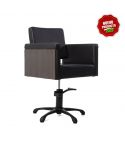 Sillón hidráulico de corte con base de estrella en madera y polipiel Modelo Rustik Negro