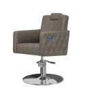 Sillón hidráulico de corte reclinable con cabezal y costuras Modelo Versa Plus Marrón grisáceo