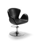 Sillón corte de peluquería linea curvada con base redonda cromada Modelo Bob