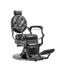 Sillón Clásico de Barbero hidráulico estilo Retro Vintage con reposapies integrado Modelo Larry Brush Negro
