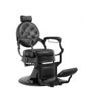 Sillón Clásico de Barbero hidráulico estilo Retro Vintage con reposapies integrado Modelo Larry Black Negro
