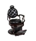 Sillón Clásico de Barbero hidráulico estilo Vintage con reposapies integrado Modelo Perfido Black Capitone