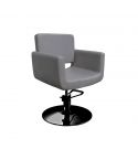 Sillón hidráulico de peluquería con base redonda Modelo René Gris