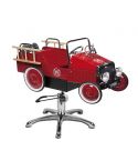 Sillón de Peluquería Infantil con diseño de cochecito de bomberos Vintage Modelo Fire Rojo