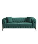 Sofá de diseño clásico de 3 plazas estilo Vintage en Tejido Velvet verde Modelo Chester Cindy