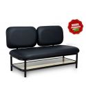 Sofá de espera de diseño para recepción 2 plazas con respaldo basculante Modelo Porto B - Color Negro
