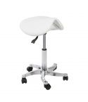 Taburete Pony ergonómico con Forma de silla de montar Modelo Vena Blanco