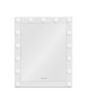 Tocador de Peluquería rectangular estilo Moderno con espejo LED con marco blanco Modelo Pearl 100x80 cm