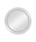 Tocador de Peluquería redondo estilo Moderno con espejo LED y marco plateado Modelo Bree Silver 80 cm