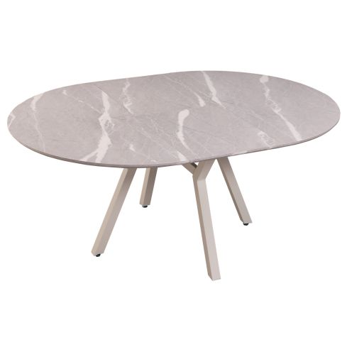 Mesa Comedor Redonda Extensible Paul 130–180 cm Acabado Ceramic Grey/Blanco