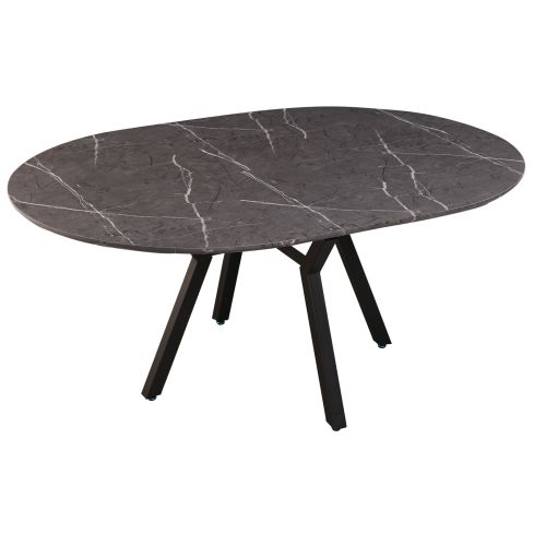 Mesa Comedor Redonda Extensible Paul 130–180 cm Ceramic Vulcano/Negro.