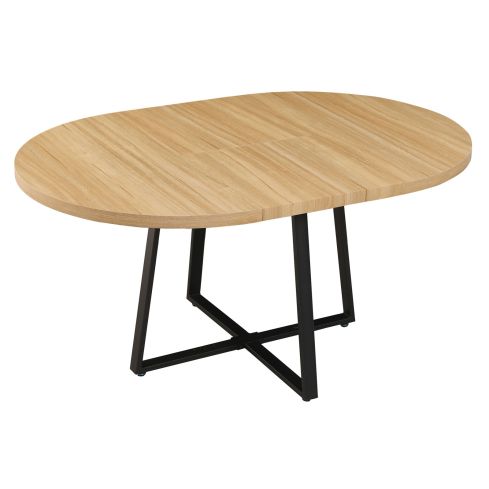 Mesa Comedor Redonda Extensible Sofía 110 – 160 x 110 cm Oak / Negro