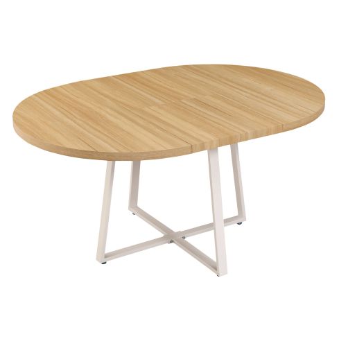 Mesa Comedor Redonda Extensible Sofía 110 – 160 x 110 cm Oak / Blanca