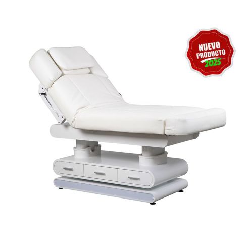 Camilla de Masaje eléctrica SPA con 4 motores, Calefacción, Cajonera e iluminación LED Modelo Post WKS022 - Color Blanco