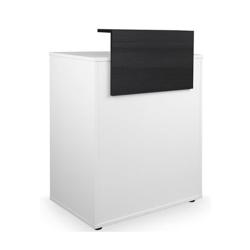 Mueble de recepción con cajón y frente madera color blanco Modelo Dylan White Negro