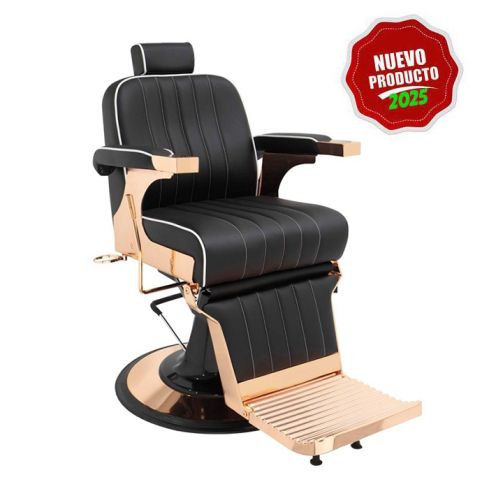 Sillón Barbero hidráulico reclinable y giratorio con reposabrazos Modelo Corinto Gold